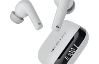 ZEBRONICS PODS K2 in Ear Wireless Earbuds, Upto 40 Hrs Backup, Dual EQ, Quad MIC ENC, 10mm Bass Drivers, Fast Charging, Bluetooth, Flash Connect,40ms Low Latency Gaming, LED Battery Indicator(White)
