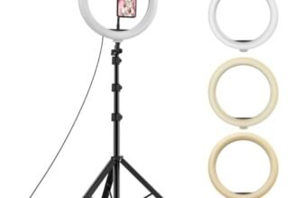 Tygot 10 Inches Big LED Ring Light for Camera, Phone, tiktok, YouTube, Video Shooting and Makeup, 10″ inch Ring Light with 7 Feet Long Foldable and Lightweight Tripod Stand