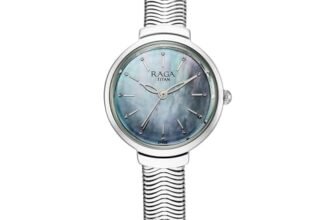 Titan Raga Viva Glam Plain 3 Hands Green Round Dial Silver A1Stainless Steel Strap Women’s Watch – NU2737SM01