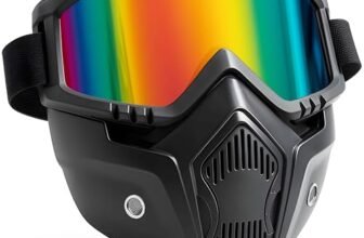 Btag Anti Scratch UV Protective Motorcycle Face Mask with Detachable Goggles | Anti-Fog UV Protection Riding Mask with Removable Breathable Filter | Full Face Windproof Shield for Biking.(Rainbow)