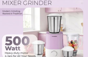 Thomson FreshMix 500 W Mixer Grinder(FreshMix | 4 Jars | Pearl White, Lavender Pink)