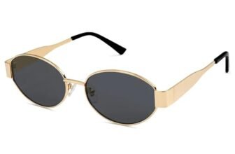 Dervin Fashionable Retro Oval Sunglasses for Women & Men | Trendy, Stylish & Classic 90s Vintage Style | UV400 Protection & Durable Metal Frame(Golden-Black)