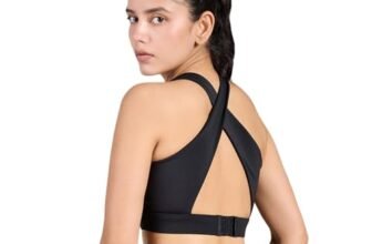 KICA Luxe Crostini Full Coverage and High-Impact Sports Bra for Gym Black (L)