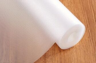 MollisHomes EVA Food Grade Washable Anti Slip Mat/Sheet for Fridge, Shelf Liner for Kitchen Shelves, Table, Kitchen Drawer mat, Wardrobe(Diamond Texture, Transparent) 5Mtr (500cm x 45cm)