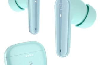 pTron Basspods Tour TWS Earbuds with 3D AudioScape, 45Hrs Playtime, TruTalk AI-ENC Calls, 50ms Low Latency Sync, BT v5.3, Type-C Fast Charging, Voice Asst. & IPX5 Water Resistant (Mint Julep)