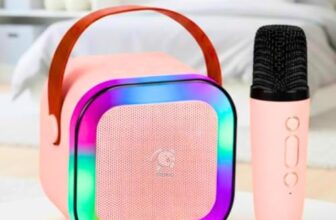 Storio Rechargeable Karaoke Mic with Speaker for Singing | Wireless Bluetooth Microphone with LED Lights | Portable Music Mic for Kids Boys Girls & Adults | Musical Toy & Birthday Gift – Rectangular