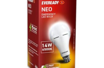Eveready 14W Emergency Inverter LED Bulb, Cool Day Light (6500K), Rechargeable Bulb with 3 Hours Backup, Ideal for Powercuts, Energy Efficient, B22 Base, Pack of 1