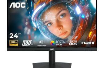 AOC 24B15H3 24 Inch (23.8″) Full HD IPS Monitor | 120Hz Refresh Rate | 1ms MPRT | Adaptive Sync | 3-Side Frameless | HDMI & VGA | Low Blue Mode | Flicker-Free | VESA Mount | Black