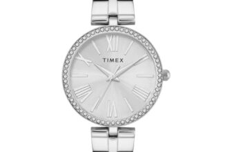 TIMEX Silver-Tone Round Dial Analog Women’s Watch – TWEL22500