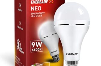 Eveready 9W Emergency Inverter LED Bulb, Cool Day Light (6500K), Rechargeable Bulb with 3 Hours Backup, Ideal for Powercuts, Energy Efficient, B22 Base, Pack of 1