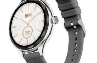 Fire-Boltt Phoenix Aura Women Smart Watch with 1.26” Diamond-Cut HD Display, Rotating Crown, Wireless Charging, Bluetooth Calling, Voice Assistant, 120+ Sports Modes – Slate Grey