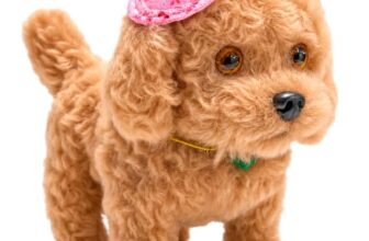 VGRASSP Fluffy Fantastic Walking Puppy Toy for Kids – Cap Dog with Light in Eyes and Cute Puppy Sound – Adorable, Safe and Soft Toy – Color and Design As Per Stock