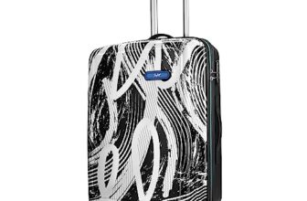 Skybags Stroke Printed Large Size Hard Case Trolley Bag, Black-White