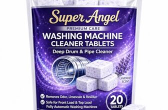 Super Angel Lavender-scented 20 Pcs Washing Machine Deep Cleaner Descaler Tablets for All Front and Top Load Machines, with Descaling and Stain-Removing Power
