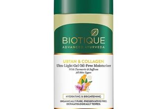 Biotique Ubtan & Collagen Ultra Light Gel Oil-Free Moisturizer for Hydrating, Brightening & Glowing Skin|Enhance Skin Complexion|For Men & Women-25ml
