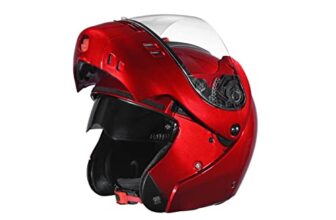 Studds NINJA 3G Flip Up Full Face Helmet with Double Visor(Cherry Red, XL)