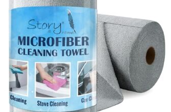 Story@Home Microfiber Cleaning Cloth Roll, 20Pcs, 4000 Times Washable – 10X Cheaper Than Paper Kitchen Towel Roll – Ultra Absorbent Lint Free Microfiber Cleaning Cloth for Kitchen – Tearable, Reusable