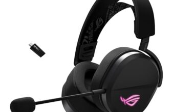 ASUS ROG Pelta Wireless Gaming Headset (BT, ROG SpeedNova 2.4GHz, USB-C, Lightweight 309g, 50mm ROG Titanium-Plated Drivers, 10mm Super-Wideband Mic, RGB, 70HR Battery, for PC, Switch, PS5)- Black