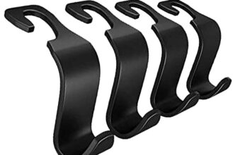 XML Car Organizer Plastic Hook Hanger for Holding Handbag Coat Purse Bag Water Bottle Umbrellas Cap and More. Suitable for All car (Black- Pack of 4), Standard, (XCH)