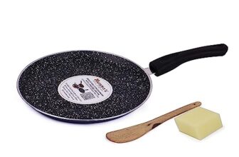 Mumma’s LIFE Non Stick Dosa Tawa with Sturdy Riveted and Bakelite Handle (Induction and Gas Stove Friendly), Non Toxic and PFOA Free, 24 Months Warranty (25CM, Blue)