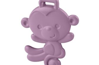 Fisher-Price Newborn Baby Toy Purple Monkey Teether BPA-Free for Tummy Time & Travel Sensory Play for Infants Ages 3+ Months
