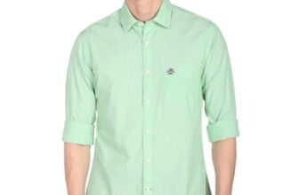 U.S. POLO ASSN. Men’s Solid Spread Collar Premium Cotton Tailored Fit Shirt (USSHTR0004_Green_S)