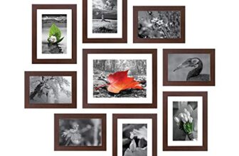 Amazon Brand – Solimo Synthetic Collage Set Of 9 Photo Frames ( 5 X 7 Inch – 4, 6 X 8 Inch – 4 & 8 X 10 Inch – 1) , Brown, Rectangular, wall mount