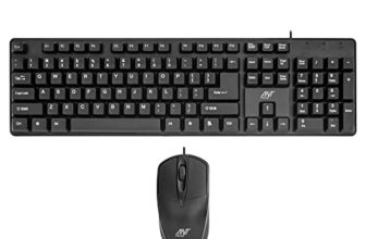 Ant Value FKBRI02 Wired Keyboard and Mouse Combo,Full-Size Keyboard and Mouse Combo with Optical 3 Button Mouse, USB Plug-and-Play, Compatible with Desktop, Laptop, Notebook – Black