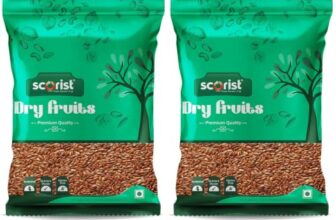 Scorist Premium Flax Seeds 500g | Alsi Seeds | Flax Seeds for Hair Growth | Raw Seeds for Eating | Source of Iron & Dietary Fibre | Rich in Protein (Pack of 2)