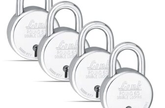 Link Lock Brass S Round 65Mm_Double Locking Padlock (Silver, Pack of 4) Made in Aligarh.