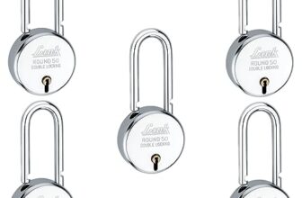 Link® 50mm New Round Long Shackle Padlock 5Pcs Set | 50,000 Key Combinations | Made in India | Double Locking | Steel Body | Iron Lever| 3 Keys for Each Padlock