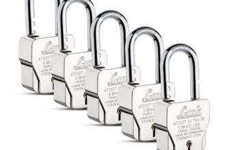 Link® Atoot Extra 70mm Padlocks 5Pcs Set | 1 Crore Key Combinations | Stainless Steel Body | Hardened Shackle | 9 Brass Levers | Made in India | 3 Silver Keys with Keychain | 3Kyes for Each Padlock