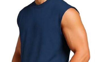Men Solid Sleeveless T-Shirt with Crew Neck for Gym, Sports and Casual Wear – Navy Blue, Size XL