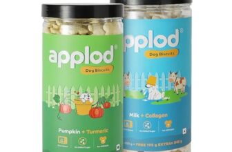 Applod Pumpkin with Turmeric & Milk with Collagen Dog Biscuits Combo for Puppies & Adult Dogs, All Breeds | Oven-Baked Crunchy Dog Treats & Biscuits | Pack of 2 Flavours | 845g x 2
