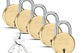 Link 65mm New Brass Round Padlocks 5Pcs Set | 50000 Computerised Key Combinations | Double Locking | Brass Body | Brass Liver | Made in India | 3 Keys for Each Padlock