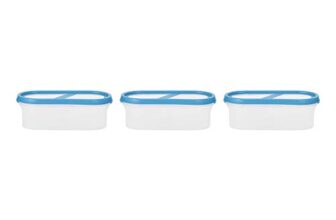 SimpArte 360° AirTight Kitchen Storage Container Set for Rice|Dal|Atta|Flour|Cereals|Pulses|Snacks, Stackable|BPA Free|Modular Design|Set of 3 (525 ml), Sky Blue