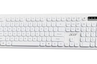 Acer SoftKey Pro Wireless Keyboard | 2.4GHz USB Connectivity | Full-Size 108-Key Layout with Numeric Keypad | Silent Round Keys | Slim Minimalist Design | Windows & iOS | White | AAA Battery Included