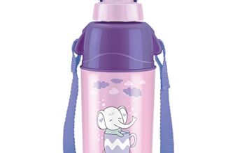 Milton Kool Trendy 400 Kids Plastic Insulated Water Bottle with Straw, 370 ml, Sipper Bottle, Leak Proof, BPA Free, Food Grade, School & Picnic Bottle, Purple