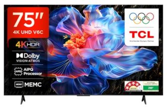 TCL 189 cm (75 inches) 4K Ultra HD Smart LED Google TV | 4K HDR | Dolby Vision & Atmos | MEMC | 75V6C