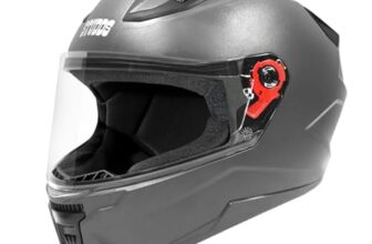 STUDDS Raider Street ISI Certified Full Face Helmet for Men and Women with Clear Visor (Grey – L)