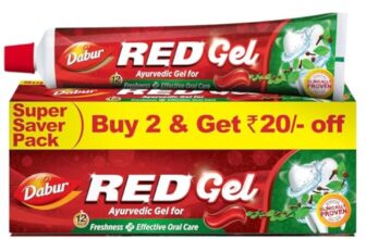 Dabur Red Gel Ayurvedic Toothpaste – 300g (150g x 2) | Reduction in Bad Breath, Plaque & Gingivitis | Freshness with Protection | For Healthy Gums & Effective Dental Care