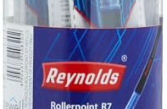 Reynolds R7 8 BLUE 2 BLACK RollerBall Pens| Roller PEN WITH COMFORTABLE GRIP | BLUE ROLLER BALL PENS FOR WRITING | PEN FOR PROFESSIONALS | 0.7 mm TIP SIZE