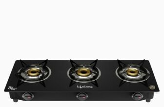 Lifelong 3 Burner Open Heating Gas Stove Top For Kitchen-Automatic Ignition Cooktop Modern Glass Stove For Modular Kitchen,Isi Certified&Compatible With Lpg-1 Year Manufacturer’S(Black,Llgs803)
