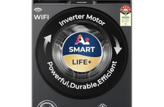 Haier 9 Kg, 5 Star, AI Smart LIFE+, Hygienic Care, ABT, 525 mm Super Drum, Refresh, Direct Motion Motor, WiFi enabled, Fully Automatic Front Load Washer (EFL90-IM14F5ES8U1 | Dark Jade Silver)