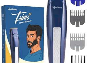 Lifelong Beard Trimmer for Man | Timmer Men Beard | Cordless Hair Trimmer for Men All in One | Grooming Kit with Skin Friendly Blades | Shaving Machine with 4 Combs, Type C Rechargeable, 1Hr Runtime