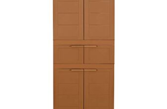 Cello Novelty Triplex Plastic Cabinet with Dustproof Doors| 3 Year Warranty | Almirah, Cupboard, Wardrobe for Home, Living Room, Bedroom, Kitchen, Office, Outdoor| Sandalwood Brown Colour