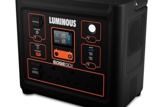 Luminous Edge Go P1000 Portable Power Station| Emergency Light, 40 mins backup on full load, Power upto 6 devices with 576Wh LiFePO4 Battery 10 Yrs Life| 800W AC Output, 05 Years Replacement Warranty