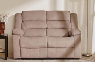 Home Centre | Cairo NXT 2-Seater Fabric Recliner | Recliner Sofa for Living Room | Solid Wood | Beige | 2 Year Warranty