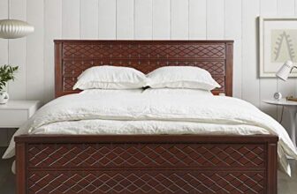 HomeTown Solid Wood Victoria Box Storage King Size Bed (Antique Cherry)