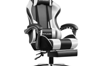 GTPLAYER #1USA Multi-Functional Ergonomic Gaming & Computer Chair – Massage Cushion, Premium PU Leather, Adjustable Neck & Lumbar Pillow for Back Support, Footrest (White)